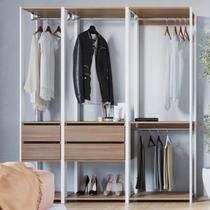 Guarda Roupa Closet 3 Peças com 3 Cabideiros 4 Gavetas e 2 Nichos Easy Bege/Branco/Montana