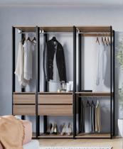Guarda Roupa Closet 3 Torres 4 Gavetas 160cm Preto/Montana