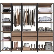 Guarda Roupa Closet 4 Peças Cabideiro Gaveta Preto e Montana Módulos Multiuso Easy Prodecor Guarda Roupa Closet 4 Peças Cabideiro Gaveta Preto e Montana Módulos Multiuso Easy Prodecor