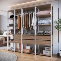 Guarda Roupa Closet 4 Peças com 2 Cabideiros 6 Gavetas e 11 Nichos Easy