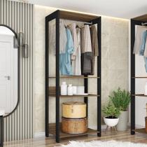 Guarda Roupa Closet Aberto Solteiro Sky sem Porta MDP Lâmina Mel-Preto TX Caemmun Móveis Guarda Roupa Closet Aberto Solteiro Sky sem Porta MDP Lâmina Mel-Preto TX Caemmun Móveis
