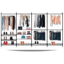 Guarda roupa closet aramado aberto CLR281 - 3,70 Smart Black