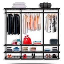 Guarda roupa closet aramado sem portas CLR285 - 2,20m - Smart Black