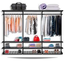 Guarda roupa closet aramado sem portas CLR285 - 2,80m - Smart Black