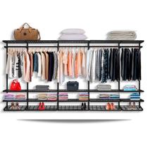 Guarda roupa closet aramado sem portas CLR285 - 4,00m - Smart Black