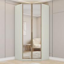 Guarda-roupa Closet Canto com Espelho Modulado 2 Portas 3 Gavetas Seletto Henn - Areia/Jequitibá