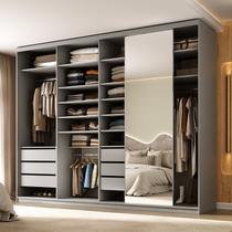 Guarda-roupa Closet Casal 100% Mdf Bp 277,7cm com 1 Porta Espelho 6 Gavetas Sion