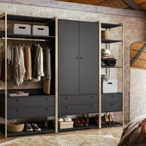 Guarda-roupa Closet Casal com Cabideiros 2 Portas 6 Gavetas 232cm Guarda-roupa Closet Casal com Cabideiros 2 Portas 6 Gavetas 232cm