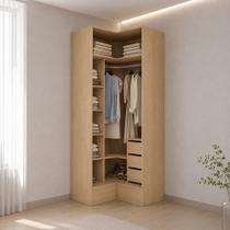 Guarda Roupa Closet de Canto Essenza sem Porta 3 Gavetas MDF Carvalho Andorra