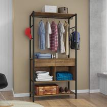 Guarda-Roupa Closet de Ferro Paris Espresso Móveis Demolição/Preto Marrom