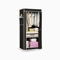 Guarda Roupa Closet Dobrável Organizador Capa Tecido Preto Guarda Roupa Closet Dobrável Organizador Capa Tecido Preto