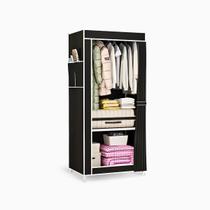 Guarda Roupa Closet Dobrável Organizador com Capa de Tecido 1 Porta Preto