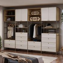 Guarda-Roupa Closet Industrial MDF com Frentes Provençal Infinity Bege/Savana/Branco