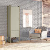Guarda-Roupa Closet Industrial Mital 1 PT 2 GV Off White e Dourado