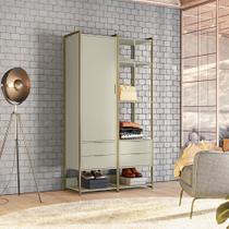 Guarda-Roupa Closet Industrial Mital 1 PT 4 GV Off White e Dourado Guarda-Roupa Closet Industrial Mital 1 PT 4 GV Off White e Dourado