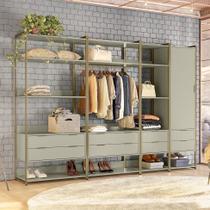 Guarda-Roupa Closet Industrial Mital 1 PT 8 GV Off White e Dourado