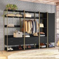 Guarda-Roupa Closet Industrial Mital 1 PT 8 GV Preto e Dourado Guarda-Roupa Closet Industrial Mital 1 PT 8 GV Preto e Dourado