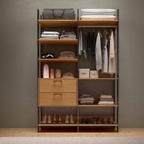 Guarda Roupa Closet Industrial Modulado 2 Peças 145,4cm 100% MDF Marrom/Freijó/Preto Fosco Guarda Roupa Closet Industrial Modulado 2 Peças 145,4cm 100% MDF Marrom/Freijó/Preto Fosco