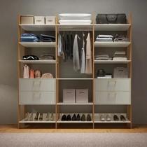 Guarda Roupa Closet Industrial Modulado 3 Peças 4 Gavetas 217,2cm 100% MDF Branco/Freijó/Off White Guarda Roupa Closet Industrial Modulado 3 Peças 4 Gavetas 217,2cm 100% MDF Branco/Freijó/Off White