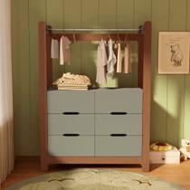 Guarda-roupa Closet Infantil com 6 Gavetas e Cabideiro 100% Mdf Olívia