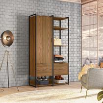 Guarda-Roupa Closet Mital 1 PT 4 GV Conhaque e Preto Guarda-Roupa Closet Mital 1 PT 4 GV Conhaque e Preto