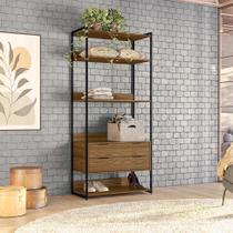 Guarda-Roupa Closet Mital 2 GV Conhaque e Preto 89 cm Guarda-Roupa Closet Mital 2 GV Conhaque e Preto 89 cm