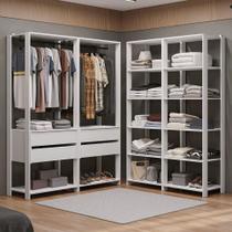 Guarda-Roupa Closet Modulado 4 Gavetas 258 cm Branco Valencia Madesa 03