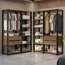 Guarda-Roupa Closet Modulado 4 Gavetas 258 cm Rustic/Preto Valencia Madesa 04 Guarda-Roupa Closet Modulado 4 Gavetas 258 cm Rustic/Preto Valencia Madesa 04