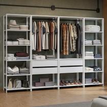 Guarda-roupa Closet Modulado 4 Gavetas 258 Cm Valencia Madesa 01 Branco