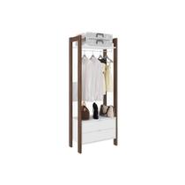 Guarda Roupa Closet Modulado AZ1011 c/ 2 Gavetas e 1 Prateleira cor Branco/Nogal - Tecno Mobili