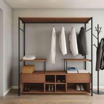 Guarda-Roupa Closet Modulado Barcelona Casal 2 GV Madeira e Preto - Artefamol Guarda-Roupa Closet Modulado Barcelona Casal 2 GV Madeira e Preto - Artefamol