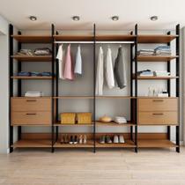Guarda-Roupa Closet Modulado Cannes 4 GV Freijó e Preto