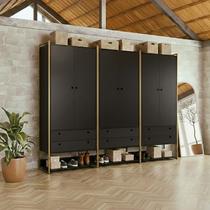 Guarda Roupa Closet Modulado Casal 6 Gavetas 3 Cabideiros Estrutura Metalica 250cm Olivar Preto/Ac Guarda Roupa Closet Modulado Casal 6 Gavetas 3 Cabideiros Estrutura Metalica 250cm Olivar Preto/Ac