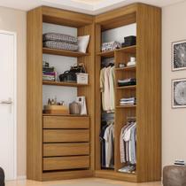 Guarda-Roupa Closet Modulado Casal sem Portas Canto em L com 4 Gavetas e 3 Cabideiros Versatille Yescasa