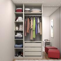 Guarda Roupa Closet Modulado sem Porta 2 Peças, 3 Gavetas, 1 Cabideiro Prime Luciane Móveis - Kit