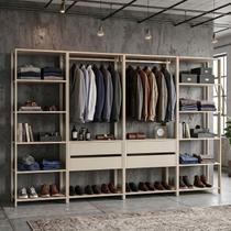 Guarda-Roupa Closet Modulado Siena 264cm 4 Gavetas 2 Cabideiros e 12 Prateleiras Yescasa Bege/Off White Guarda-Roupa Closet Modulado Siena 264cm 4 Gavetas 2 Cabideiros e 12 Prateleiras Yescasa Bege/Off White