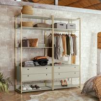 Guarda Roupa Closet Modulado Solteiro com Cabideiro 4 Gavetas 178cm - Estrutura Metálica Moderna Branco/Off White Guarda Roupa Closet Modulado Solteiro com Cabideiro 4 Gavetas 178cm - Estrutura Metálica Moderna Branco/Off White
