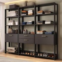 Guarda-roupa Closet Modulado Texas 2 Portas 2 Gavetas 219cm Multimóveis Mp4793 Preto Guarda-roupa Closet Modulado Texas 2 Portas 2 Gavetas 219cm Multimóveis Mp4793 Preto