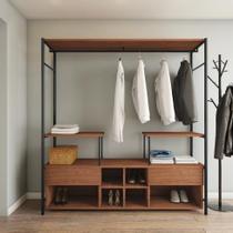 Guarda-Roupa Closet Modulado Toledo Casal 2 GV Madeira e Preto