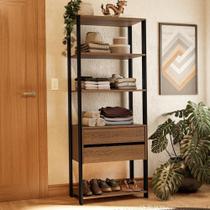 Guarda-roupa Closet Modulado Valencia 2 Gavetas 4 Prateleiras 70cm Rustic/preto Madesa Xa Rustic/preto Guarda-roupa Closet Modulado Valencia 2 Gavetas 4 Prateleiras 70cm Rustic/preto Madesa Xa Rustic/preto
