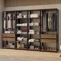 Guarda-Roupa Closet Modulado Valencia 4 Gavetas 258cm Rustic/Preto Madesa 02