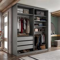 Guarda-Roupa Closet Monreale 100 % MDF 3 Gavetas Cinza 160 cm Guarda-Roupa Closet Monreale 100 % MDF 3 Gavetas Cinza 160 cm