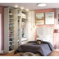 Guarda Roupa Closet sem Portas 4 Peças, 3 Gavetas, Sapateira e Cabeceira 94cm Prime Luciane Móveis