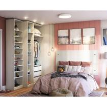 Guarda Roupa Closet sem Portas 4 Peças, 3 Gavetas, Sapateira e Cabeceira Casal Prime Luciane Móveis