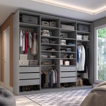 Guarda-Roupa Closet Sion 100% MDF 6 Gavetas Cinza 277 cm Guarda-Roupa Closet Sion 100% MDF 6 Gavetas Cinza 277 cm