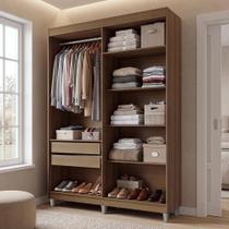 Guarda-Roupa Closet Venus 11055ZCL2G1CP 2 Gavetas MDF-MDP 121cm Rustic Madesa