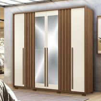 Guarda- Roupa Coimbra 4 Portas 4 Gavetas com Espelho e Pés