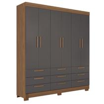 Guarda Roupa Colombo 6 portas 9 Gavetas Jatobá Grafite Acetinado - Santos Andirá Guarda Roupa Colombo 6 portas 9 Gavetas Jatobá Grafite Acetinado - Santos Andirá