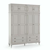 Guarda-Roupa com 4 Portas 4 Gavetas e Maleiro de Madeira Hannover - M560823 Guarda-Roupa com 4 Portas 4 Gavetas e Maleiro de Madeira Hannover - M560823