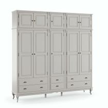 Guarda-Roupa com 5 Portas 6 Gavetas e Maleiro de Madeira Hannover - M560824 Guarda-Roupa com 5 Portas 6 Gavetas e Maleiro de Madeira Hannover - M560824